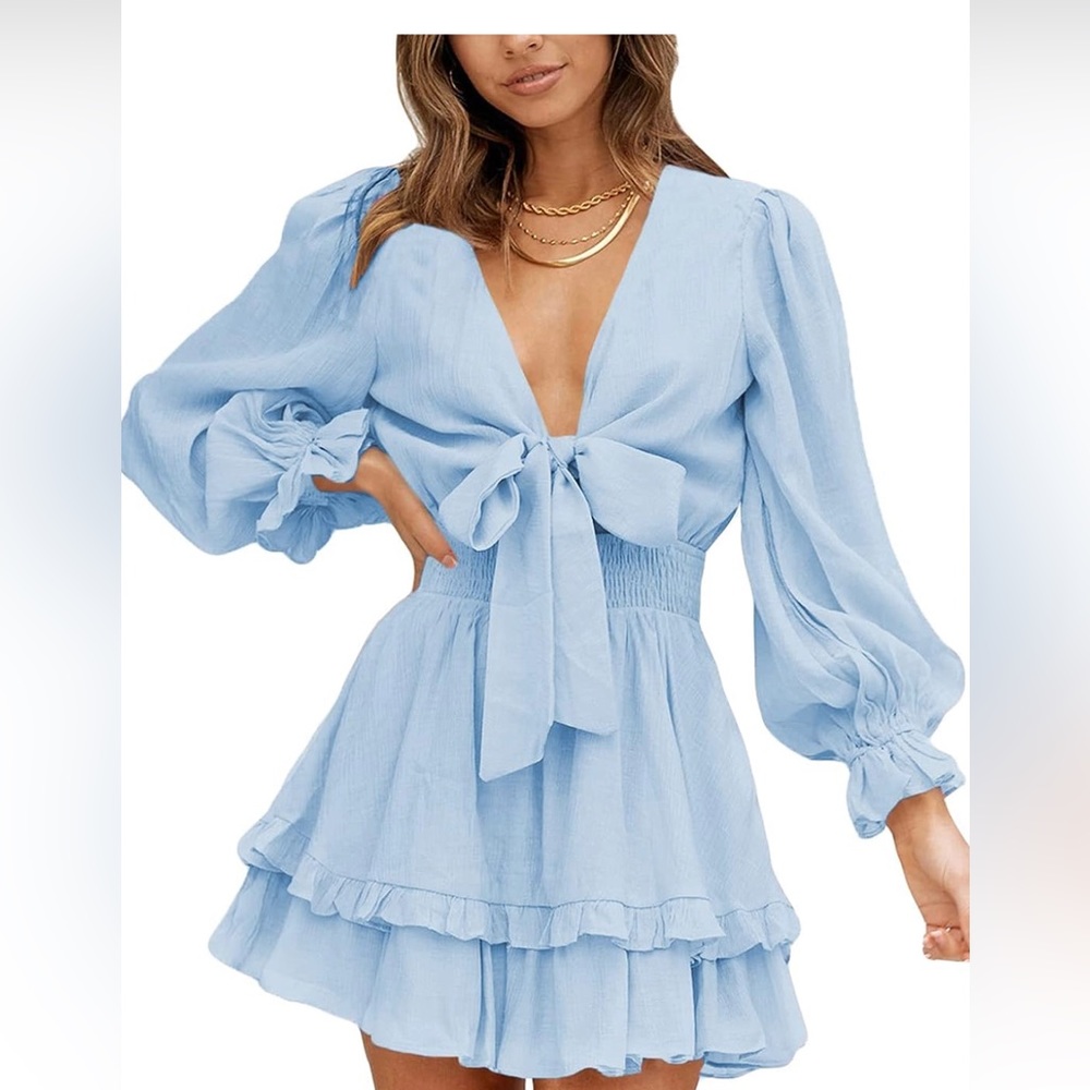 Light blue tea party themed dress